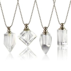 1PC Clear Crystal Vial Pendant With Ball Chain Necklace name on rice crystal vials Necklaces Wishing Bottle Pendant Necklace