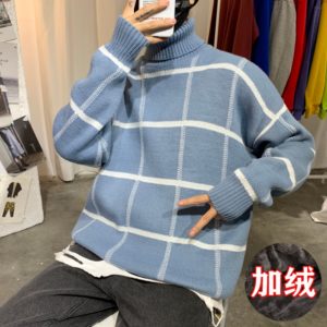2019 Winter Men's Thickening Velvet Cashmere Knitting Loose Woolen Sweater High-quality Turtleneck Pullover In Warm Coat M-2XL