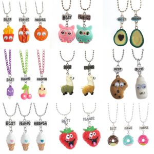 2020 3 Pieces / Set of Best Friends Forever BFF Ice Cream Animal Pendant Necklace Children Sisters Chain Friendship Jewelry Gift