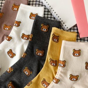 2020 New Cartoon Women's Breathable Cotton Socks Cute Bear Lovely Animal Pattern Girl Sock Combed of Pure Cotton Female Socks