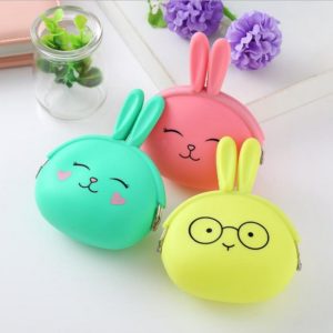 2020 New Colorful Rabbit Ladies Cute Silicone Short Wallet Girls Mini Purse Key Wallet Female Daily Clutch Bag Purse Headset Bag