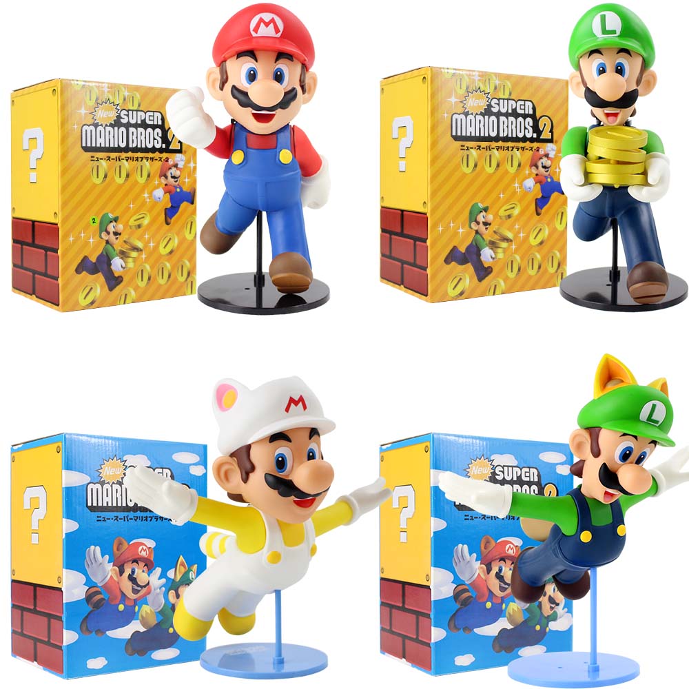 21-23cm-Super-Mario-Bros-2-Luigi-Mario-Action-Figure-Anime-New-Flying-Gold-coin-Mario
