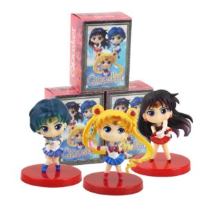 3pcs/set Q Posket Sailor Moon Action Figure Q Ver. Princess Sailor Mercury Mars QPosket PVC Collectible Model Toys Dolls