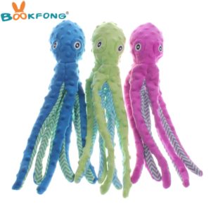 40cm Cute Dog Plush Toys Octopus Design Pet Puppy Soft Treat Chew Toy Interactive for Small to Medium Breeds Dogs Cats Playing
