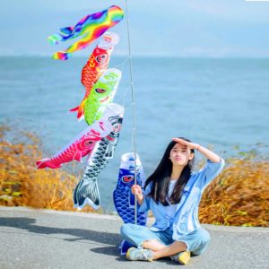 70CM Colorful Japanese Koi Nobori Windsock Carp Wind Sock Koinobori Fish Kite Flag Party Home Yard Hanging Decor