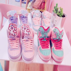 Anime cosplay japanese sweet lolita shoes round head flat heel high help color matching kawaii shoes loli cos women shoes