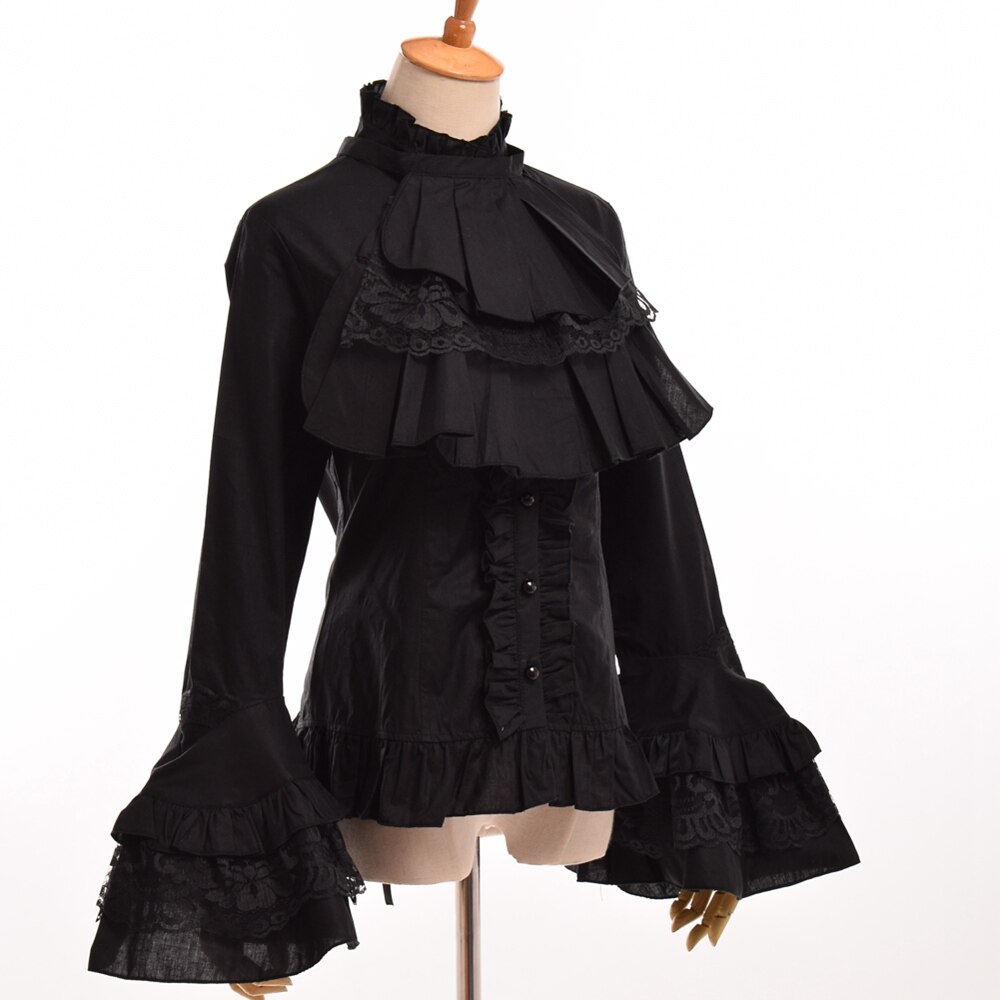 Black-Gothic-Blouse-Women-Vintage-Steampunk-Elegant-Princess-Empire-Royal-Waist-Lace-Up-Lolita-Jabot-Shirt-1