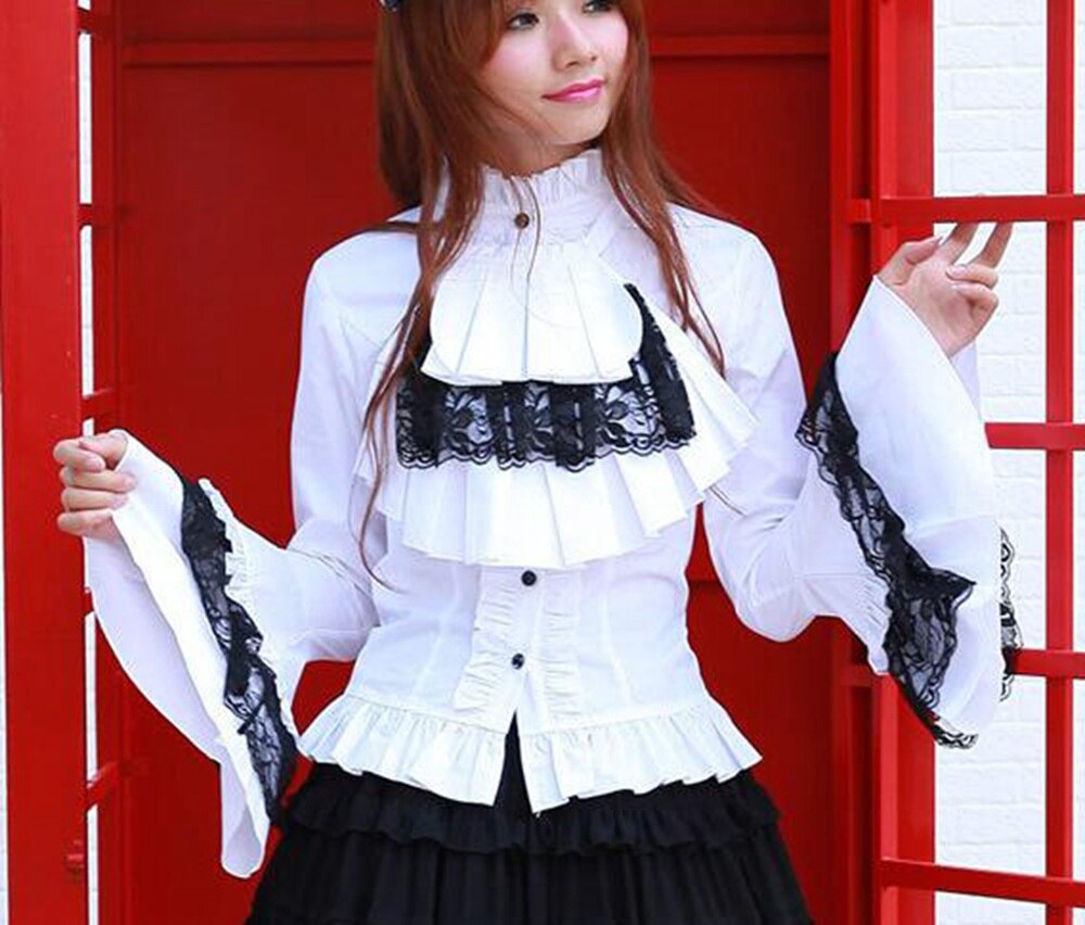 Black-Gothic-Blouse-Women-Vintage-Steampunk-Elegant-Princess-Empire-Royal-Waist-Lace-Up-Lolita-Jabot-Shirt-5