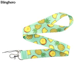 Blinghero Pineapple Print Lanyard For keys Phone Cute ID Badge Holder Fruit Print Neck Strap Hang Ropes Fashion Accessory BH0337
