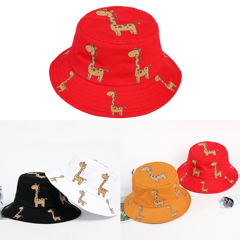 Children-Kids-Summer-Cotton-Bucket-Hat-Cute-Cartoon-Giraffe-Animal-Printed-Outdoor-Wide-Brim-Sunscreen-Fisherman