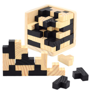 Children's wooden puzzle 54T Rubik's Cube Square Tetris Puzzle Wooden Toy Science Rubik's Cube Kong Ming Lock Lu Ban Lock 0.2