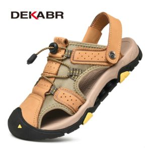 DEKABR Brand New Leather Sandals Men Roman Sandals Summer Beach Men Casual Shoes Flip Flops Male Fashion Outdoor Slippers