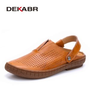 DEKABR Fashion Top Quality Mens Sandals Split Leather Summer Beach Casual Shoes Men Handmade Breathable Fisherman Shoes