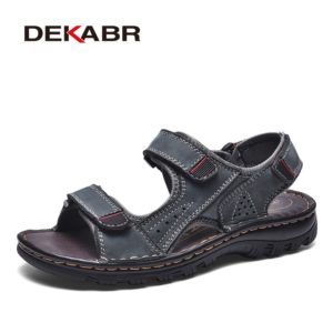 DEKABR Genuine Leather Fashion Men Sandals Summer Men Casual Shoes Breathable Beach Sandals Sapatos Masculinos Plus Size 38-47