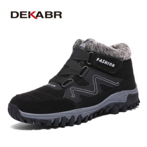 DEKABR Men Boots Winter With Fur 2020 Warm Snow Boots Men Winter Boots Work Men Footwear Fashion Safety Ankle Shoes 35-47