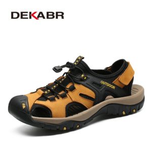 DEKABR New Summer Men's Shoes Outdoor Casual Shoes Sandals Genuine Leather Non-slip Sneakers Hihg Quality Men Beach Sandals