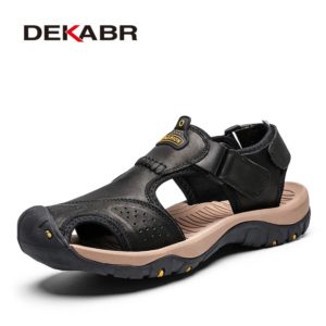 DEKABR New Summer Sandals Men Genuine Leather High Quality Beach Outdoor Sandals Comfortable Soft Footwear Rubber Shoes Size 48