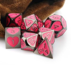 Dnd dice set metal dice set Polyhedral Dice dados DnD RPG MTG Dice Dungeon and Dragon pink black heart d20 dice with bag