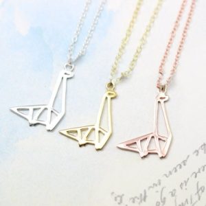 Fashion Cute Paper Dinosaur Necklace Simple Origami Dinosaur Necklace Modern Minimalist Animal Pendant Necklaces