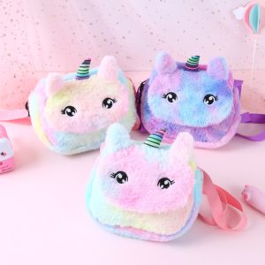Faux Fur Unicorn Bag For Girl Purse and Handbag Women Wallet Cute Winter Plush Crossbody Bag Girls Money Coin Bags