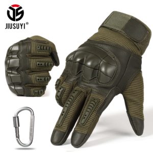 Full Finger Tactical Army Gloves Military Paintball Shooting Airsoft Combat PU Leather Touch Screen Rubber Protective Gloves