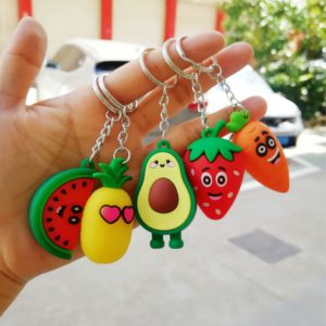 Girl Heart Simulation 3D Avocado Keychain Bag Coin Purse PVC Soft Toy Pendant