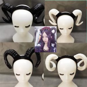Gothic Devil Lolita Sheep Horn Headband Hairband Hair Clip Accessory Cosplay Halloween Headwear Photo Props black/golden/silver