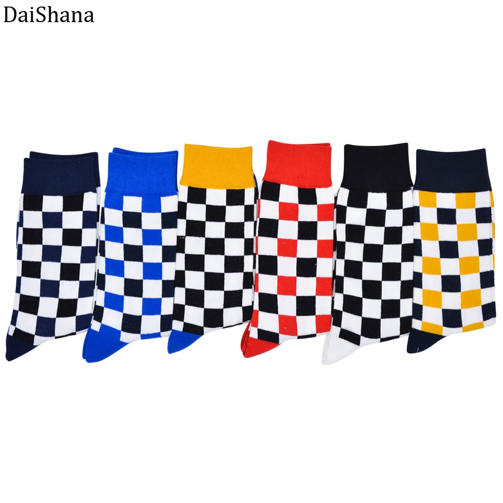 Harajuku-Street-Fashion-Trendly-Women-Socks-Black-and-White-Squares-Pattern-Socks-Men-Novelty-Skateboard-Funny-2