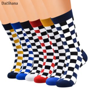 Harajuku Street Fashion Trendly Women Socks Black and White Squares Pattern Socks Men Novelty Skateboard Funny Cotton Socks