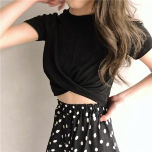 Hot Short Sleeves Tops Women Basic Tees Cropped Tops Fashion Slim Brand Fitting Tank Tops Corset Clubwear Blusa bandage