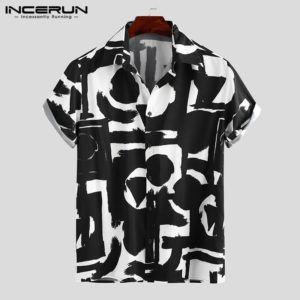 INCERUN Summer Printing Hawaiian Shirt Men 2020 Short Sleeve Streetwear Lapel Casual Brand Shirts Chic Button Camisa Plus Size