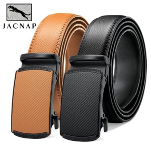JACNAIP men leather belt automatic buckle more color adjustable Genuine Leather Black Belts Cow Leather Belt for men 3.5cm Width