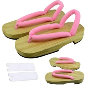 Japanese Anime Cosplay Accessory Kamado Nezuko Cosplay Clogs Kimono Flip-flops Geta Slippers Shoes