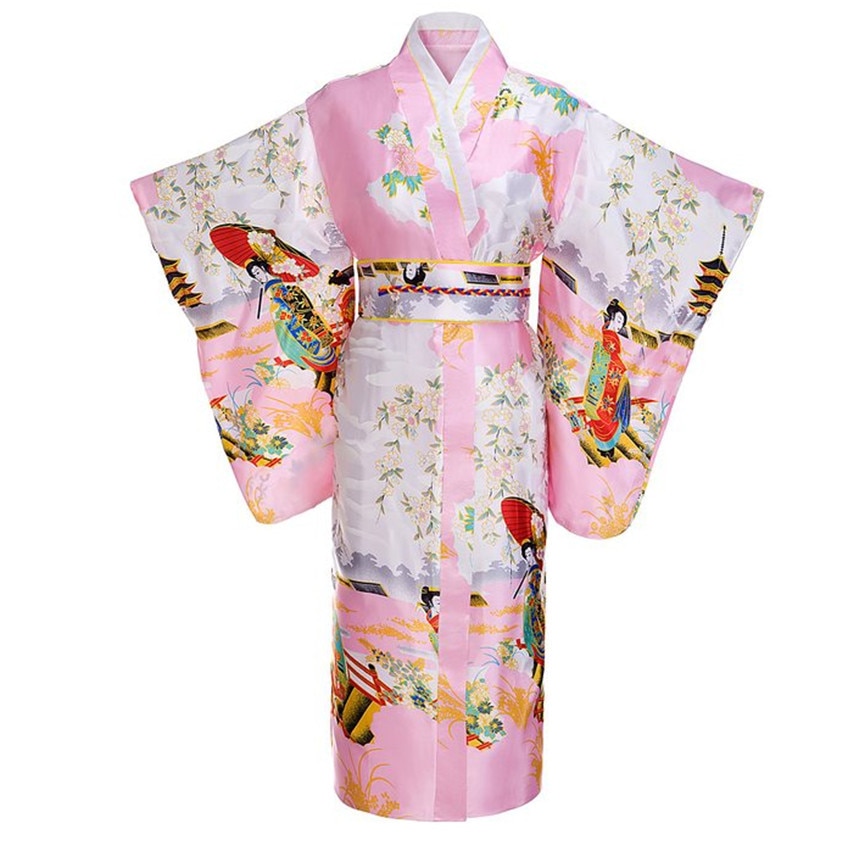 Japanese-Traditional-Yukata-Kimono-With-Obi-Vintage-Women-Evening-Dress-Geisha-Kimono-Vintage-Women-Stage-Show