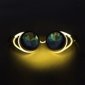 Kaleidoscope Rave Rainbow Crystal Lenses Steampunk Goggles EDM Festival Rave Party Cosplay Punk Vintage Glass Eyewear