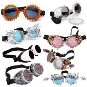 LELINTA Red Blue Lenses Steampunk Goggles With Fashion Desgin Rave Festival Party EDM Glasses Cosplay Vintage Glass Eyewear