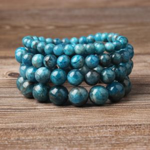 Lingxiang 4/6/8/10/12mm Natural blue apatite bracelet is suitable for men and women to wear elastic string beaded jewelry