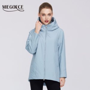 MIEGOFCE 2020 New Collection Women’s Cotton Windproof Warm Spring Jacket Medium-Long Resistant Hooded Collar Women’s Jacket Coat