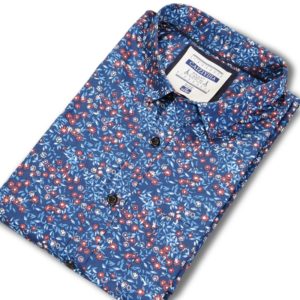 Men's Stylish Flowers Print Standard-fit Dress Shirts Comfortable Cotton Long Sleeve Casual Thin Tops Shirt For All Year Round