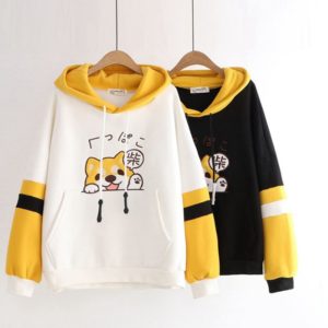 New Kawaii Shiba Inu Doggy Hoodies Women Autumn Hip Hop Harajuku Funny Cool Dog Sweatshirts Fleece Long-sleeve Hooded Pullover