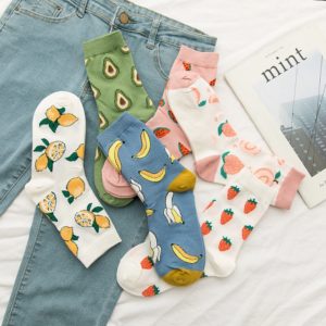 New summer cartoon fruit cotton watermelon lemon strawberry banana avocado women Korean version of socks fashion street socks