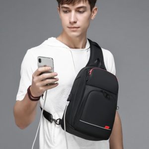 OZUKO 9.7 inch iPad Crossbody Bag Waterproof USB Charging Men Bags Male Short Trip Messenger Sling Bag Mens Quality Shoulder Bag