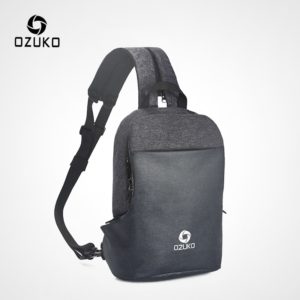 OZUKO Multifunction Chest Pack Men Fashion Crossbody Messenger Bag Male Water Resistant Chest Bags USB Charging Travel Sling Bag