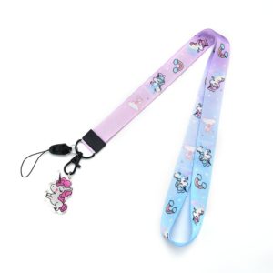 Pink Lanyard Unicorn Cute Girl Neck Strap Lanyards for keys ID Card Mobile Phone Straps USB badge holder DIY Hang Rope Lariat