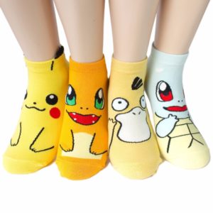 Pokemon Pikachu Socks 3D Printed Cartoon Women's short Socks female cotton Casual Sock Meias