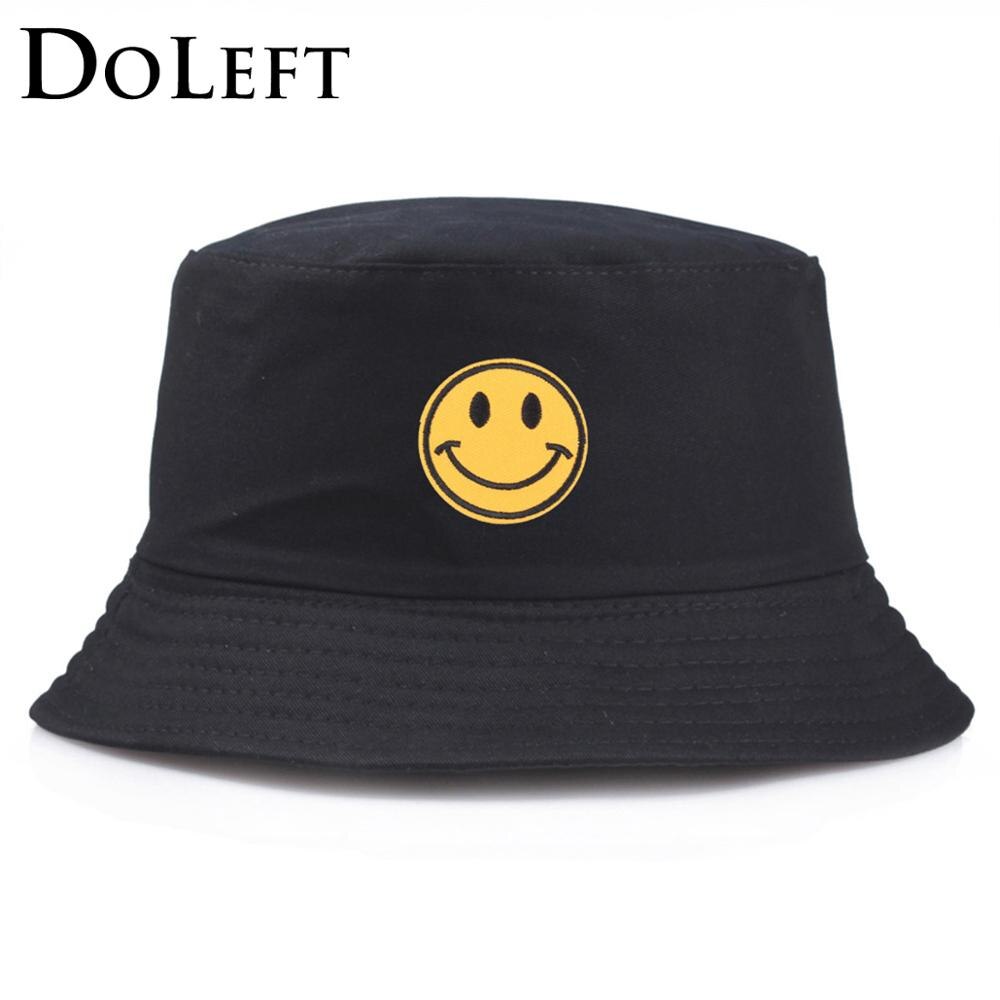 Unisex-Bucket-Hat-Women-Embroidery-Cartoon-Smile-Fisherman-Hat-Fashion-Simple-Outdoor-Couple-Visor-Sun-Caps-1