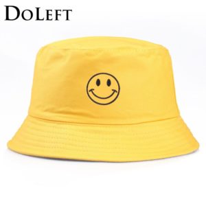 Unisex Bucket Hat Women Embroidery Cartoon Smile Fisherman Hat Fashion Simple Outdoor Couple Visor Sun Caps gorro pescador