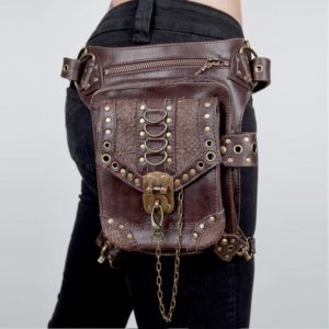 Victorian Gothic Steampunk Metal Leather Messenger Bag Men Women Vintage Medieval Accessories Motorcycle Mini Crossbody Bag