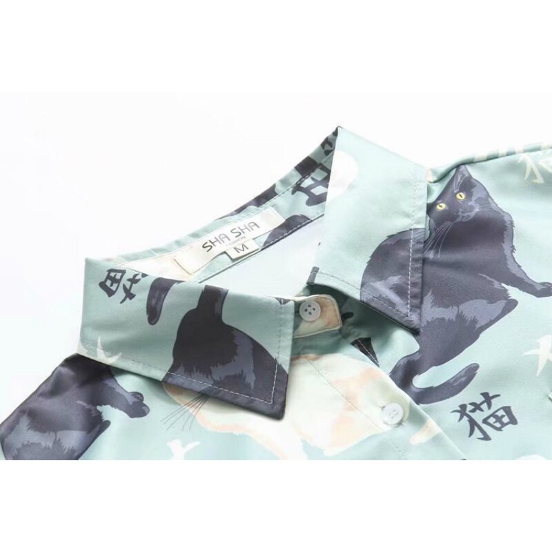 Women-Blouse-And-Tops-Cartoon-Cat-Print-Harakuju-Blouses-2020-Summer-Fashion-Short-Sleeve-Turndown-Collar-4