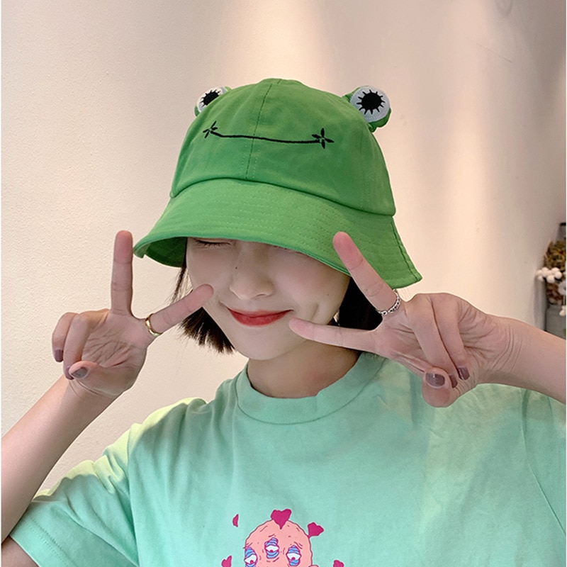 Women-Fashion-Frog-Bucket-Hat-New-Summer-Hat-Female-Parent-Child-Frog-Fishing-Cap-Korean-Wild-1